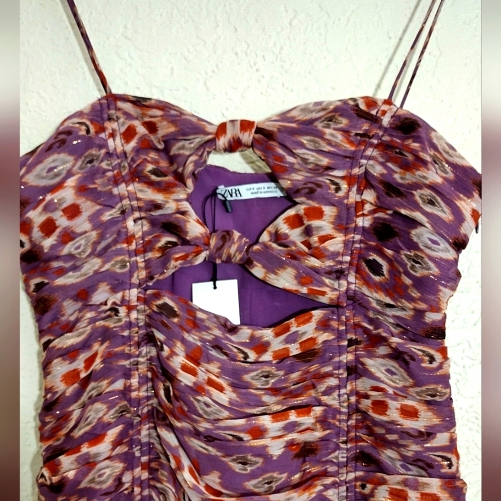 Zara Purple And Burgundy Ruched Sides Mini Dress - Picture 9 of 13